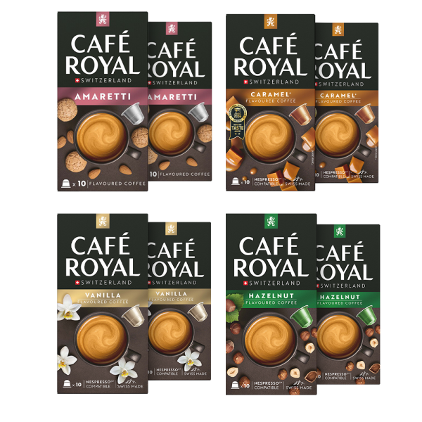 Proefpakket Café Royal gearomatiseerde koffies - 80 koffiecups Voordeelprijs € 30.95